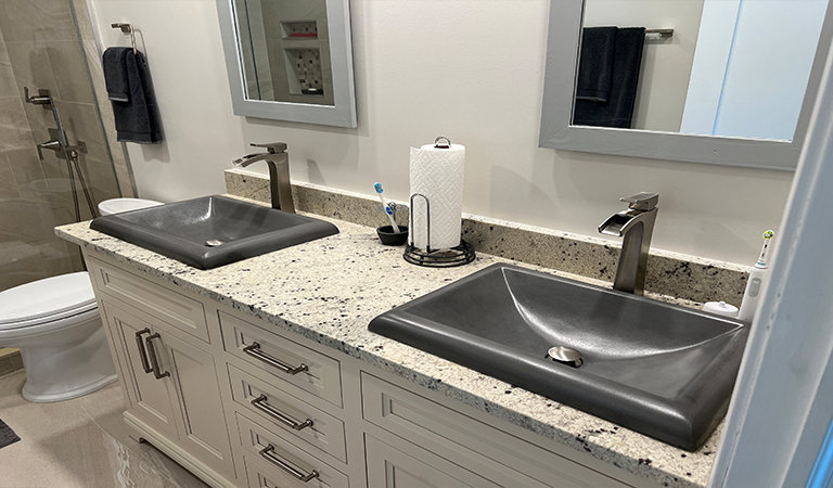 Spa bath, vessel sinks